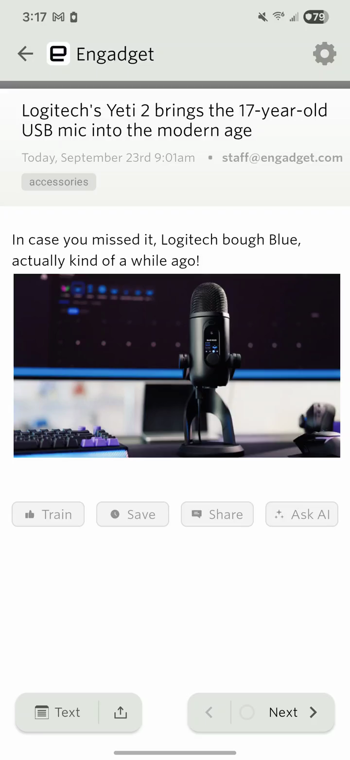 An article image open in the Android image viewer