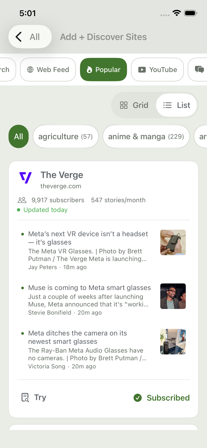 Opening a story from iPhone discovery results and returning to its highlighted preview