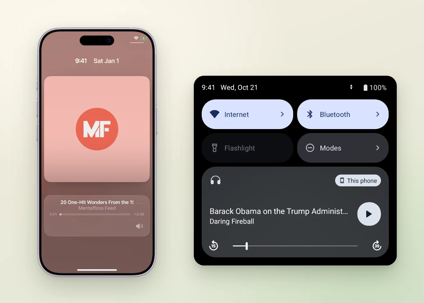 Listen on the iPhone lock screen and in Android's media controls